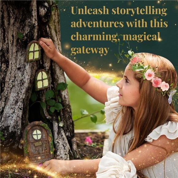 Fairy Garden Kit, Fairy Door, Fairy Door and Windows for Trees, Tree Stump Decor - Picture 6 of 7